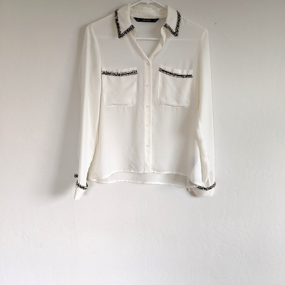 Tweed trim blouse